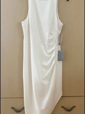 Donna Morgan White Asymmetrical Midi Dress - Brand-new with Tags